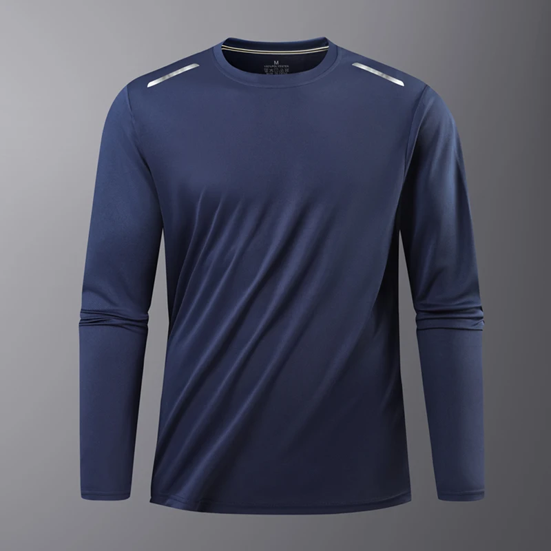 Quick-dry High-quality Men's Long-sleeve Sports T-shirt Stretchy Comfortable Versatile Wear Breathable Run Casual Simple Solid