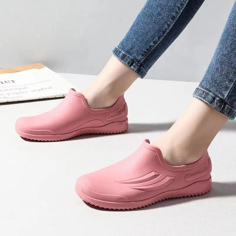 2024 New Women's Spring Autumn Low Top Slip-On Rain Shoe Soft Sole Non Slip Waterproof Flat Sole Work Shoes Garden  Shoes