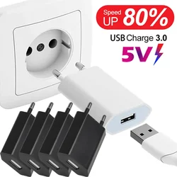 1-10PCS Universal 5V 1A EU Plug Wall USB Charger Adapter iPhone iPad Samsung Xiaomi Redmi Fast Charging Power Adapters