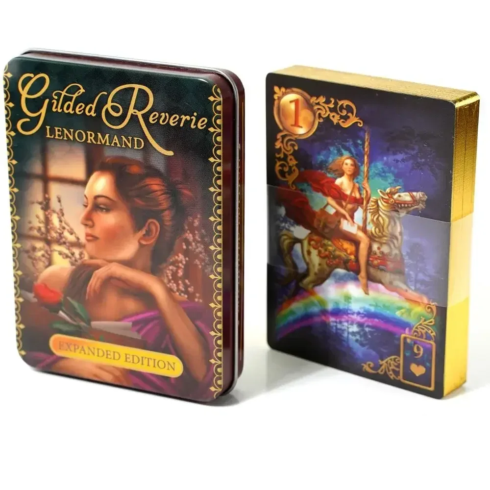 11*6.5cm Gilded Reverie Lenormand Tarot Deck In A Tin Box Gilded Edge for Fortune Telling Game Card 44pcs