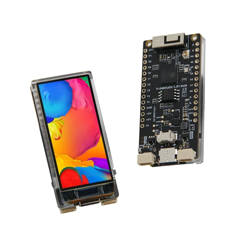1Pcs T-Display-S3 AMOLED ESP32-S3 1.91-inch RM67162 AMOLED Display Development Board OLED WIFI Bluetooth 5.0 Wireless Module