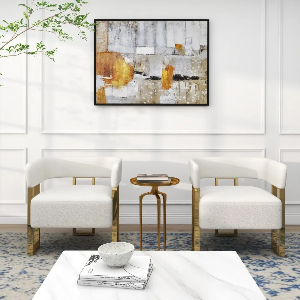 

Mid Century Sherpa Boucle Accent Chair Set of 2, Modern Upholstered Armchair Black Bucket Chair Comfy Side Chair Arm Chairs