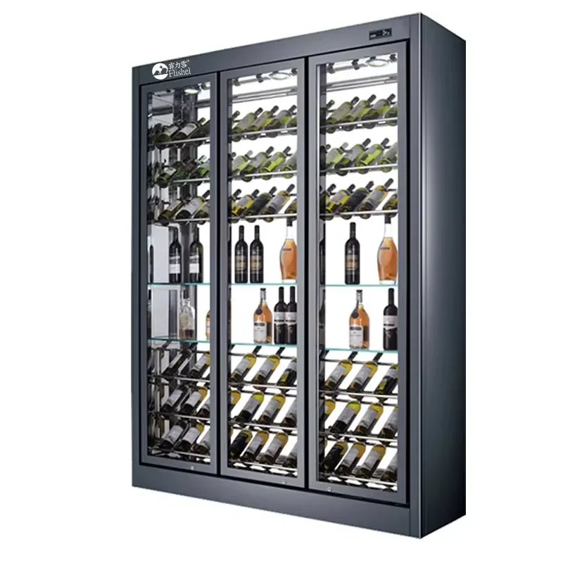 Electric 3 Glass Door Single-Temperature Digital Control Wine Fridge Beer Display Cabinet Automatic Defrost Wine