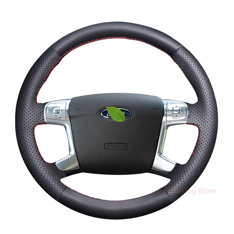 Hand Stitching Non-slip Genuine Leather Car Steering Wheel Cover For Ford Mondeo / Focus Edge KUGA Fiesta Auto Accessories