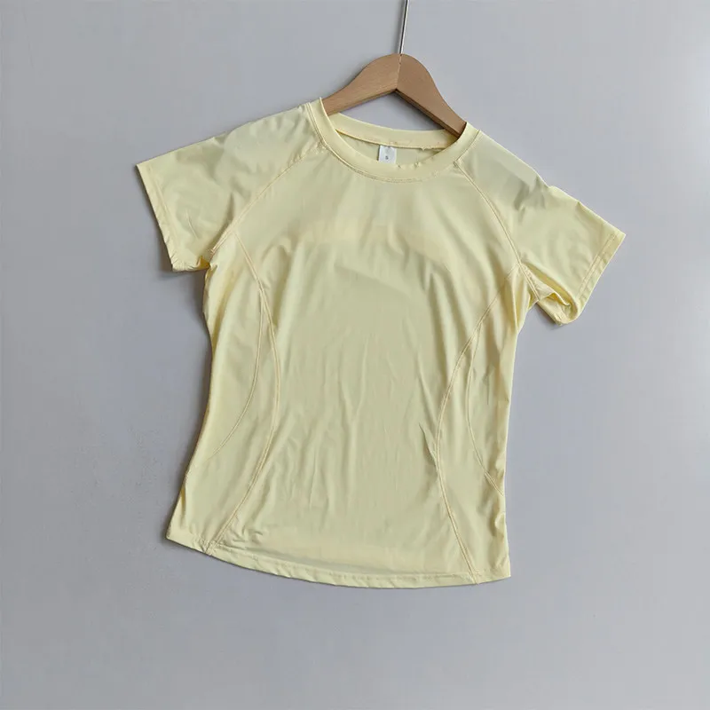 Damen-Yoga-Bekleidung aus Eisseide, kurzärmelig, locker, atmungsaktiv, Fitness-Trainings-T-Shirt, Sonnenschutz, lässig, zum Laufen, für Outdoor-Sportarten – Detail 2