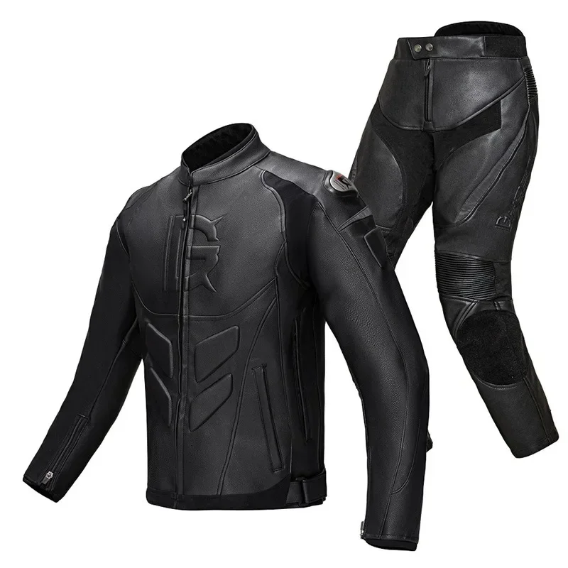 Motorcycle Riding Suit Winter Anti Drop Riding Pants Knight Windproof Men's  Women's Motorcycle Leather Jacket Leather Pants Set