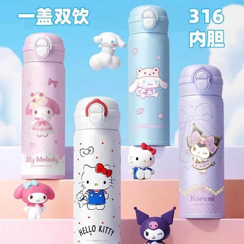 

Original New Product Sanrio Hello Kitty Kuromi My Melody Steel Insulated Cup Straw Cup Anime Peripherals Toy Gift For Kids
