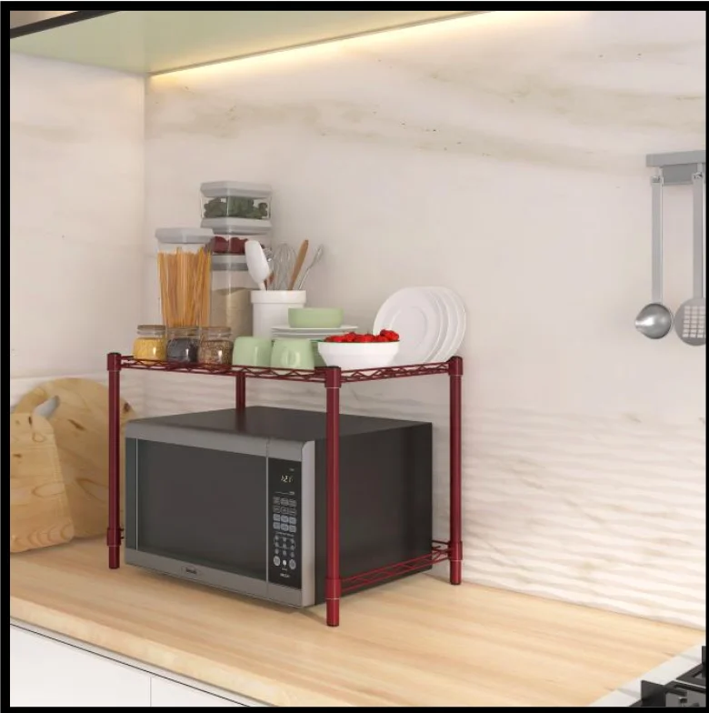 Metal countertop stackable pantry storage rack for cupboard kitchen storage rack