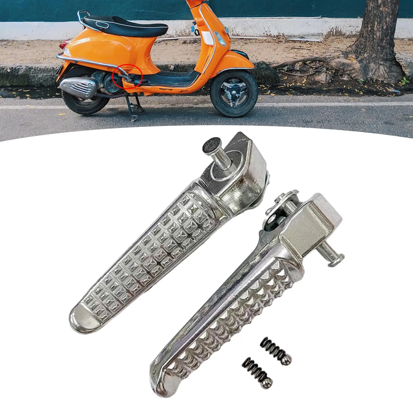 2x Motorcycle Rear Foot Pegs Repair Parts Assembly Motorcycle Accessories Easy Installation Direct Replaces Stainless Steel