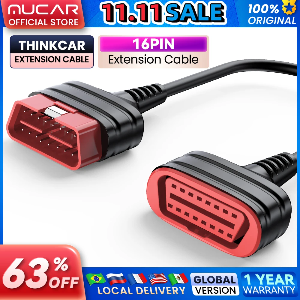 

Удлинительный кабель THINKCAR, универсальный 16-контактный диагностический удлинительный кабель OBD2, автомобильный удлинитель с портом «папа-мама»