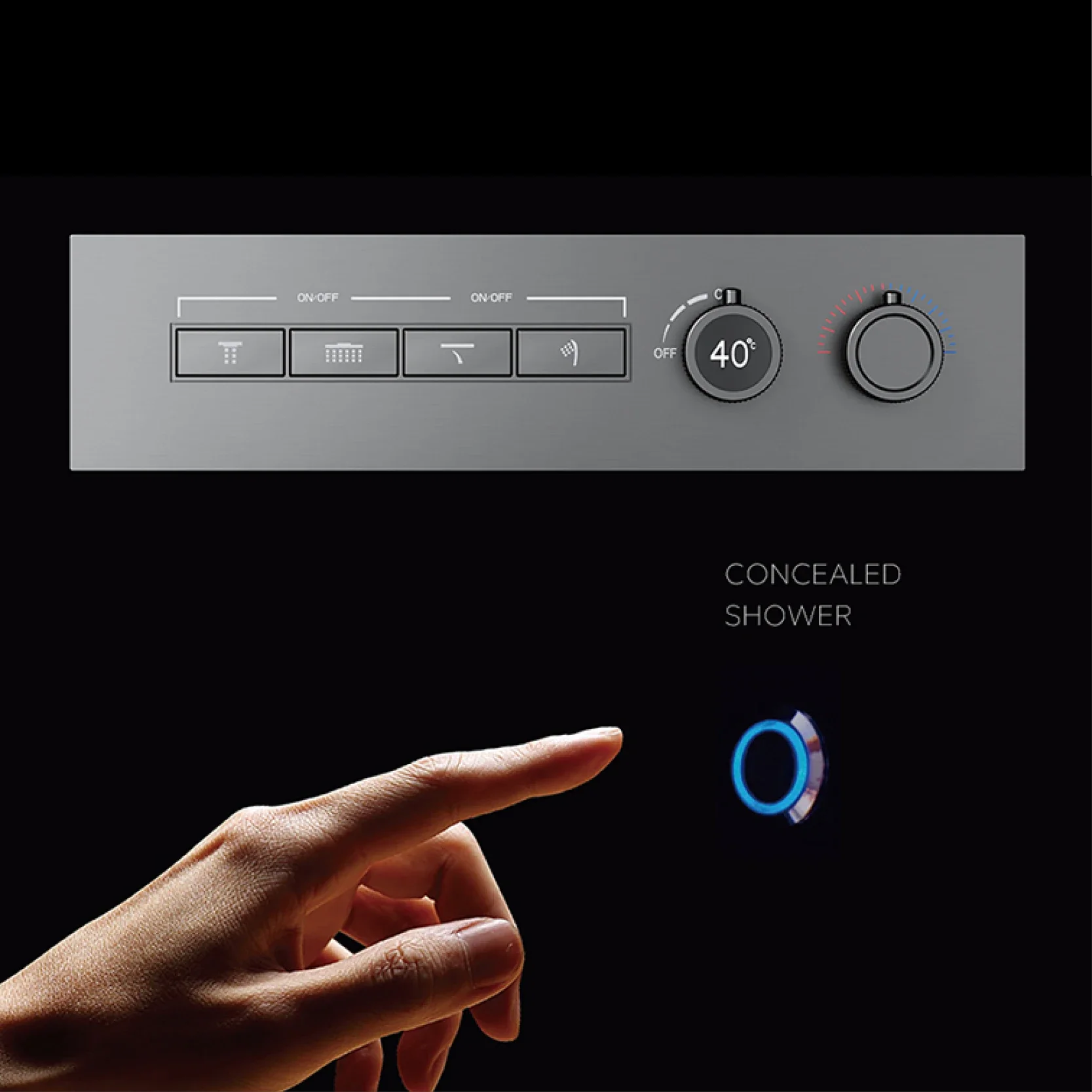 

Luxury Black Brass Shower System, Wall Mounted Led Digital Display, Cold Hot Dual Control, Four Function Ceiling Shower Tap