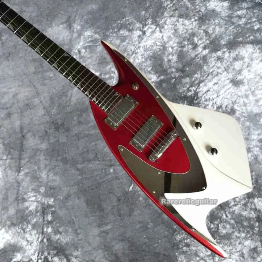 Shark Metallic Red Electric Guitar Mini Humbukcer Pickups Wrap Arround Tailpiece Mirror Pickguard