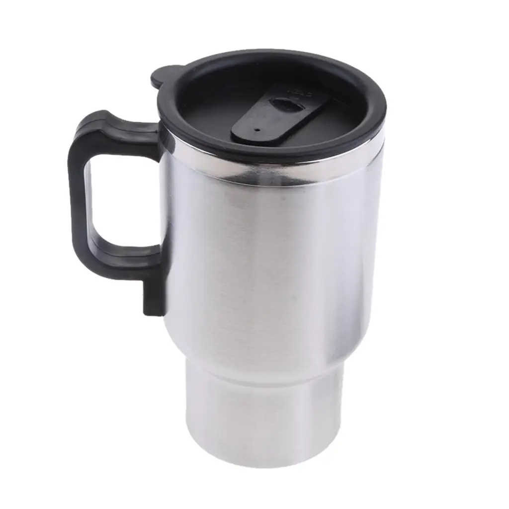 Taza calefactora de 500ml, taza calefactora aislante para coche, 12V, acero inoxidable, bebida de viaje, leche, agua, té, café, calentador de botellas, taza calentada