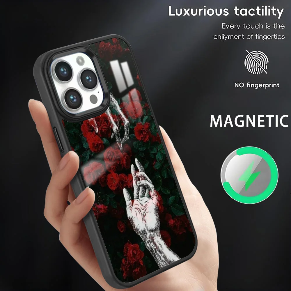 

Cool Skull Rose Design Phone Case For iPhone 16 15 14 13 12 11 Pro Max Plus Mini Magnetic Magsafe Wireless Charging Cover Coque