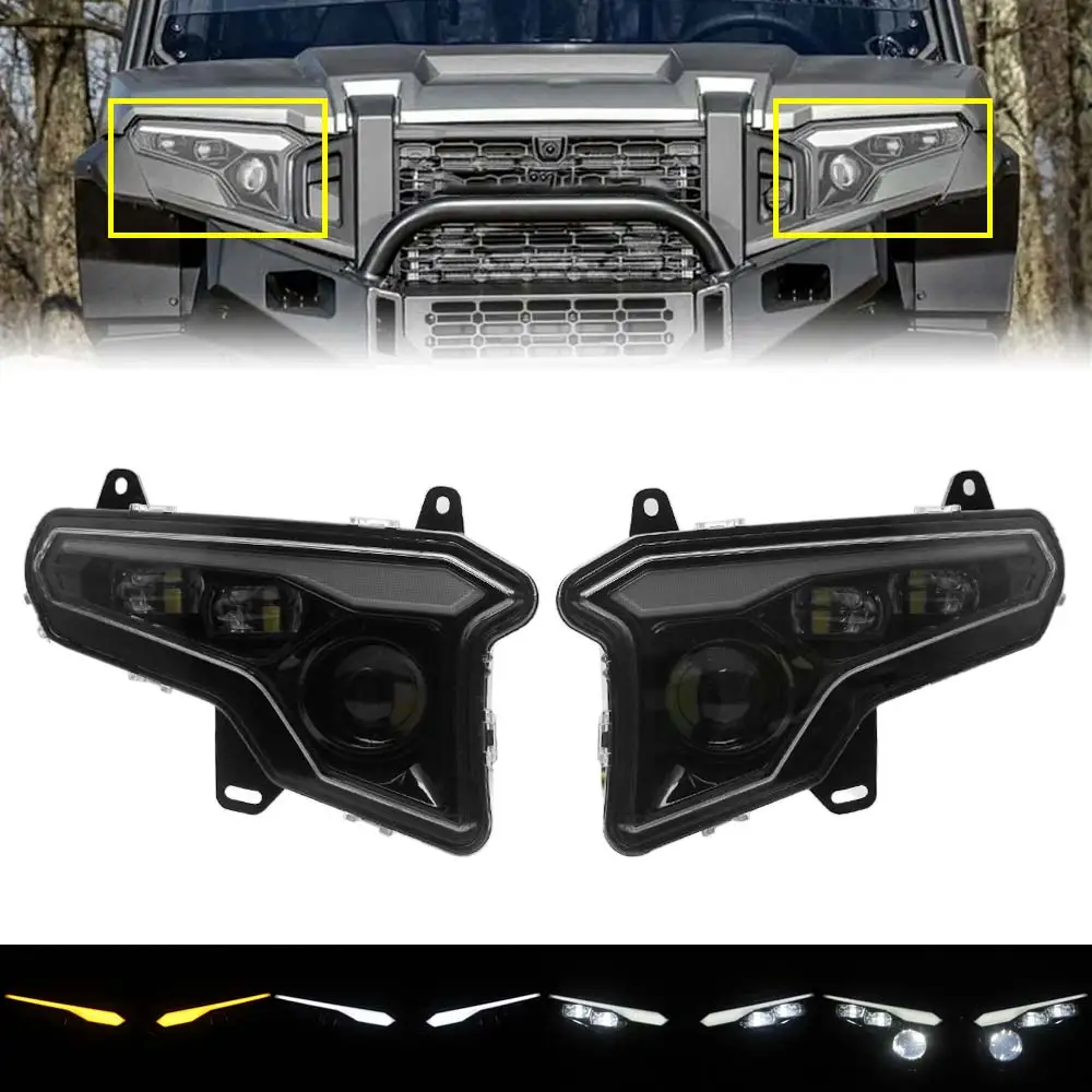 1 par de faros delanteros con chips Led para Polaris Xpedition Adv Xp NorthStar Premium Ultimate 2014-Posterior, carcasa negra Abs, lente transparente de PC