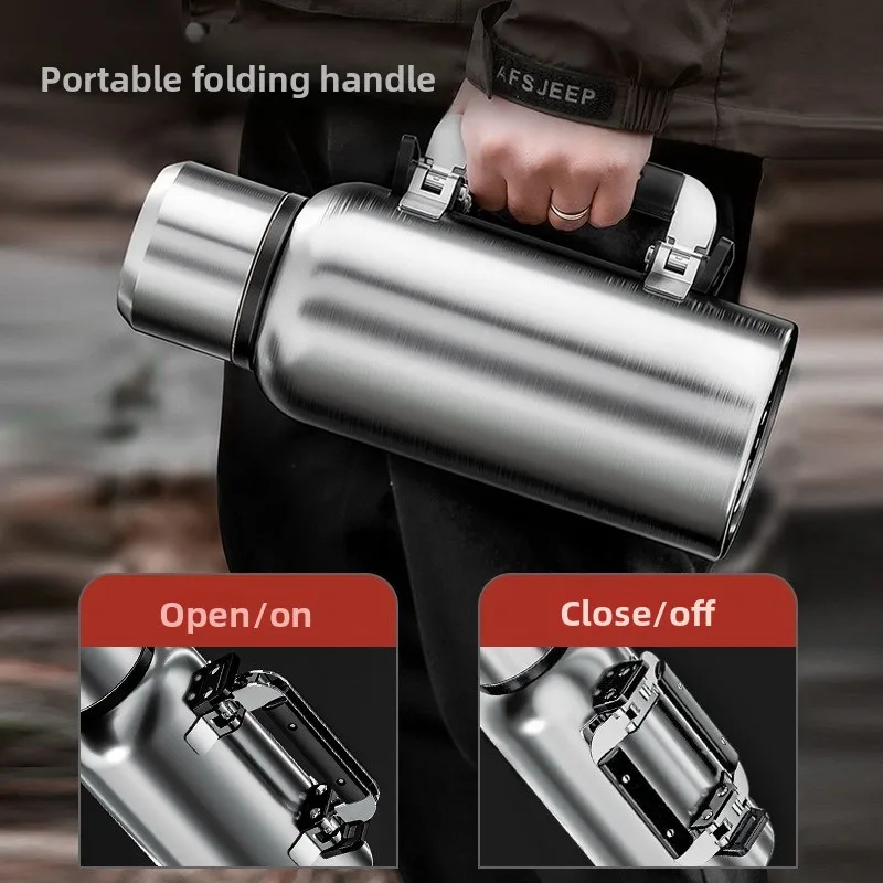 Long-Lasting Insulated Stainl Steel 316 Large Capaci Portable Travel Water Bottle for Outdoor Car Journey Warm Water Pot