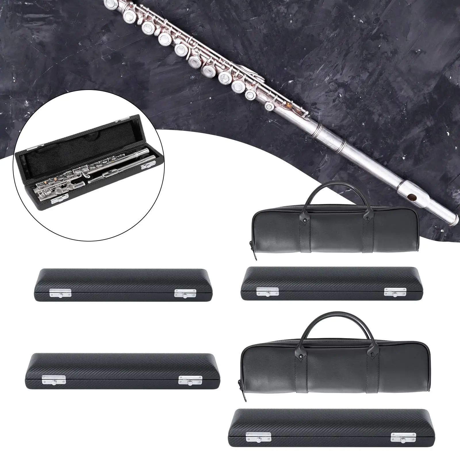 Flute Case,Shockproof PU Leather Waterproof Storage Box Protection Organizer for Rehearsals,Transport,Beginners,Show,Player