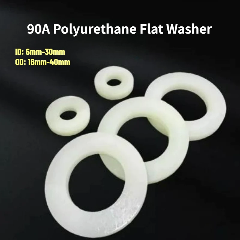 10pcs High Hardness 90A Polyurethane Flat Washer for Shock Absorption and Wear Resistance PU Cushioning Sealing Gasket ID 6~30mm