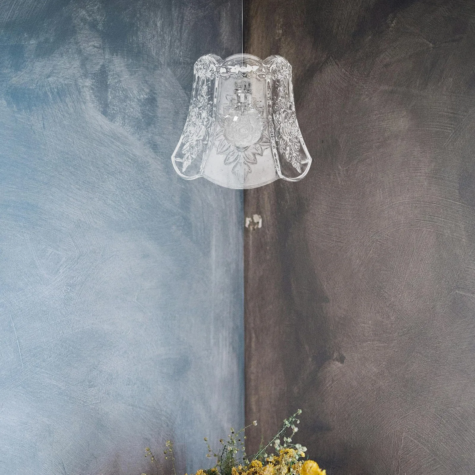 Pendant Glass Shade Elegant Carved Lampshade for Dining Room Hallway Bay Window Lighting Fixture Replacement Cover