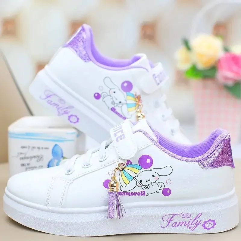 

Girly Heart White Board Shoes Kawaii Sanrio Cinnamoroll Anime Spring Autumn Children Sports Ins Sneakers Gifts for Girls Boys