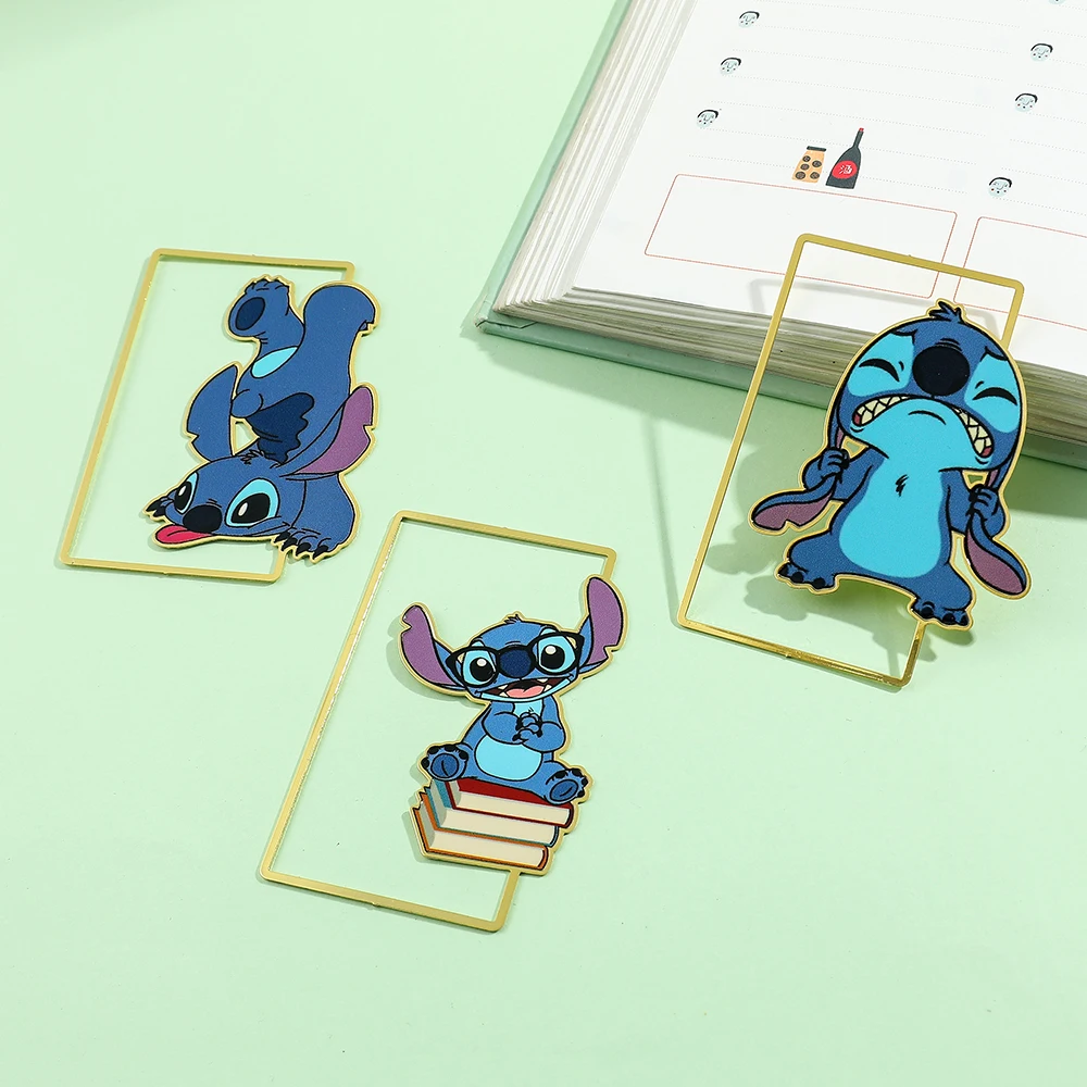 Cute Stitch Metal Bookmark Kawaii Cartoon Ohana Means Family Lilo & Stitch Bookmarks for Girls Boys Page Marker Tools Gifts