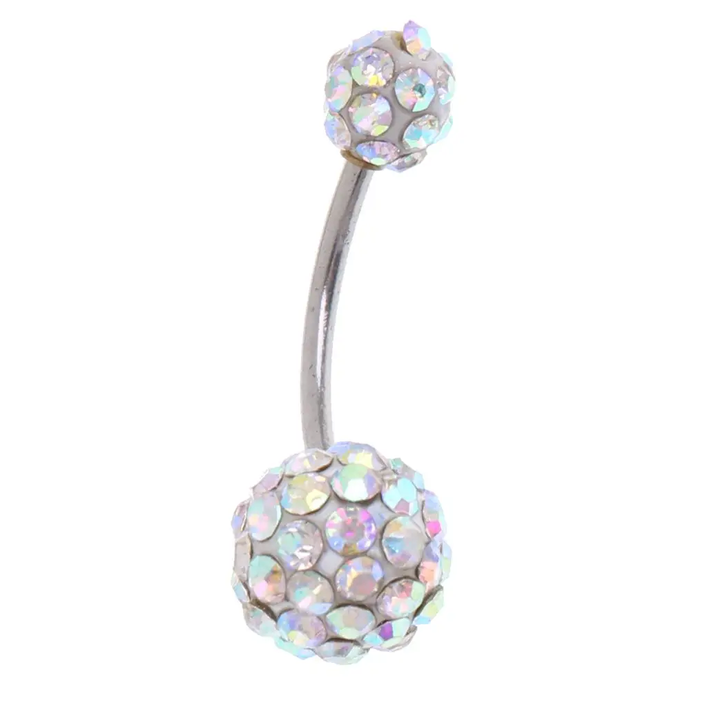 Women Lady Crystal Rhinestone Belly Button Ring Dangle Navel Body Piercings