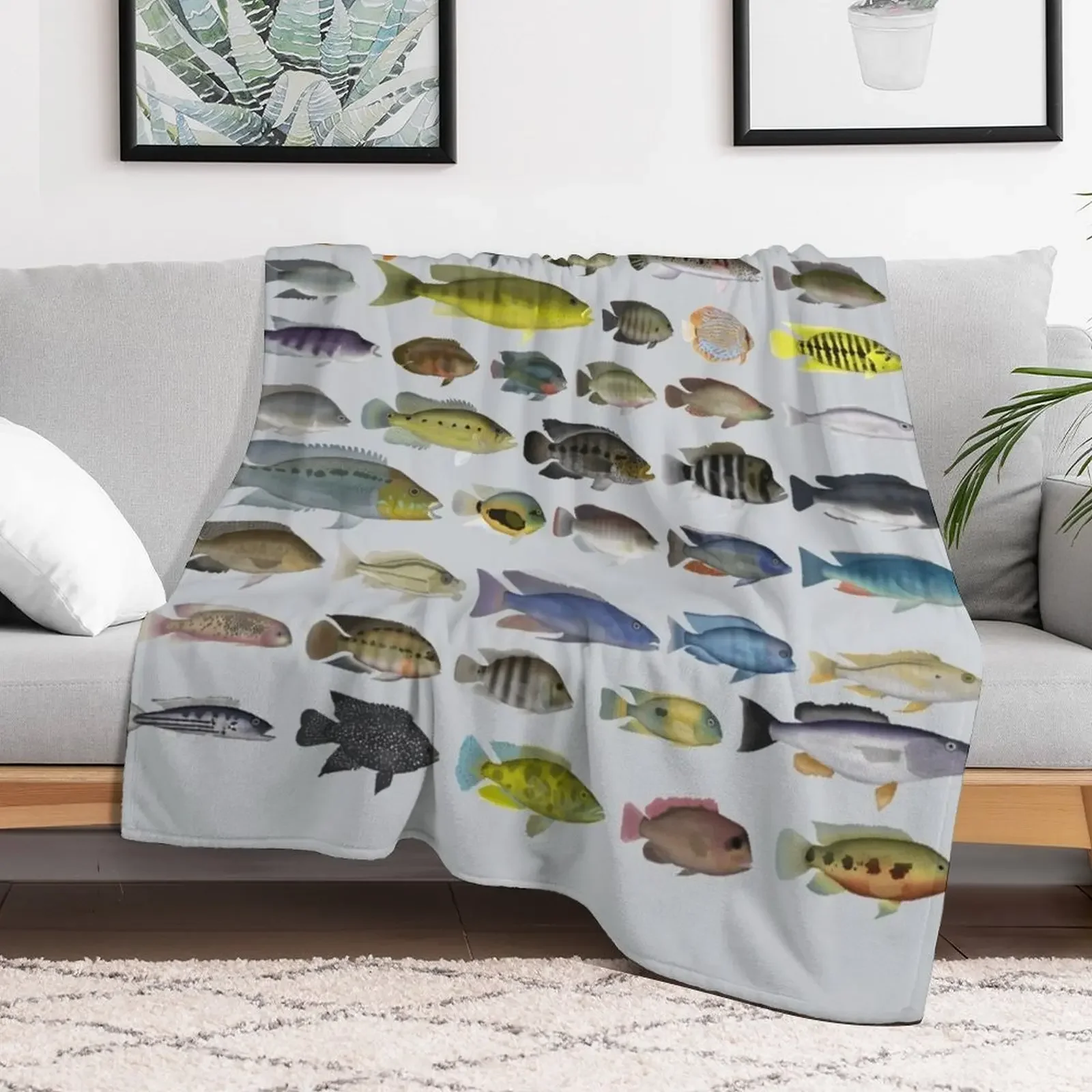 Cichlid Group Throw Blanket Decoratives Soft Beds for babies Soft Plaid Blankets