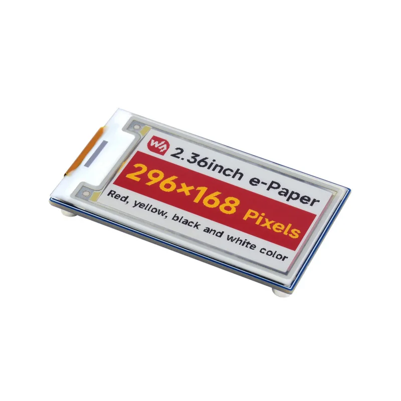 Waveshare 2.36inch E-Paper Module (G), 296 × 168, Red/Yellow/Black/White SPI interface，Low Power, Wide Viewing Angle