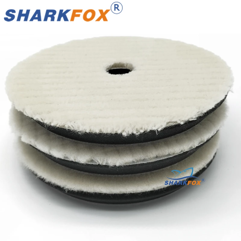 Sharkfox 일본 스타일 양모 연마 디스크, 모직 버핑 휠, 광택 자동차 스크래치 제거, 5 인치, 6 인치 (125mm, 150mm)