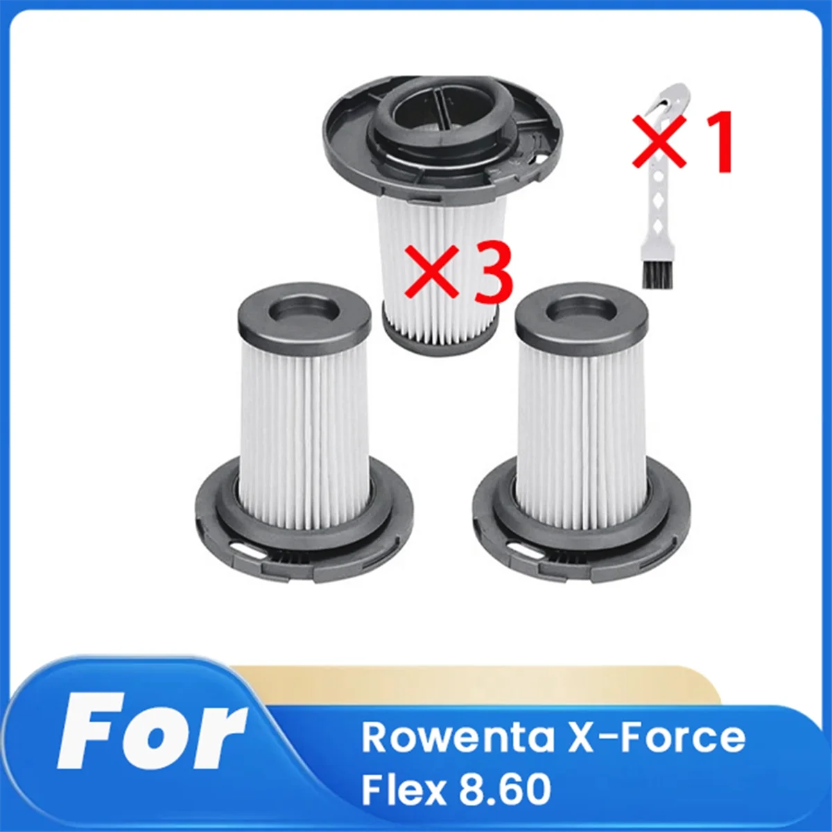 FZFZ 3 Pcs ZR009005 X-Force Flex 8.60 무선 진공 청소기 액세서리 용 청소 브러시 ​​가있는 HEPA 필터