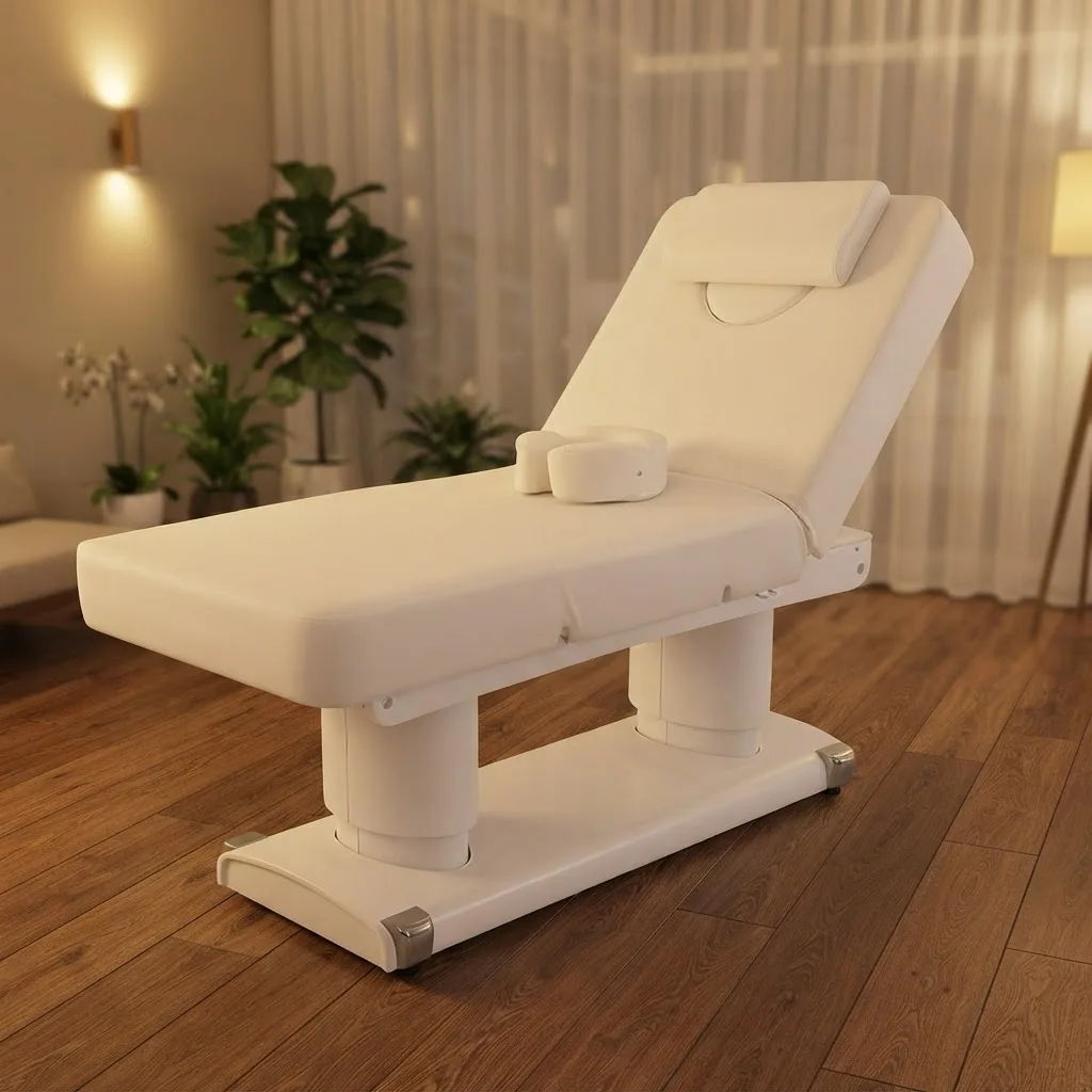 New Arrival Height Adjustable Electric Massage Table with Heating Chiropractic Reclining Bed for Beauty Salon Spa Center