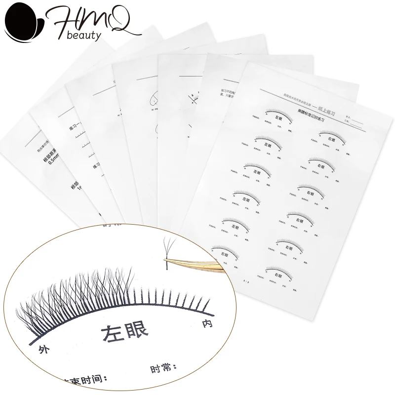 8Pcs Eyelash Practice Paper Single-root Grafting Beginners Workbook Beauty Salon Lash Extension Supplies Cosmetics Makeup Tools