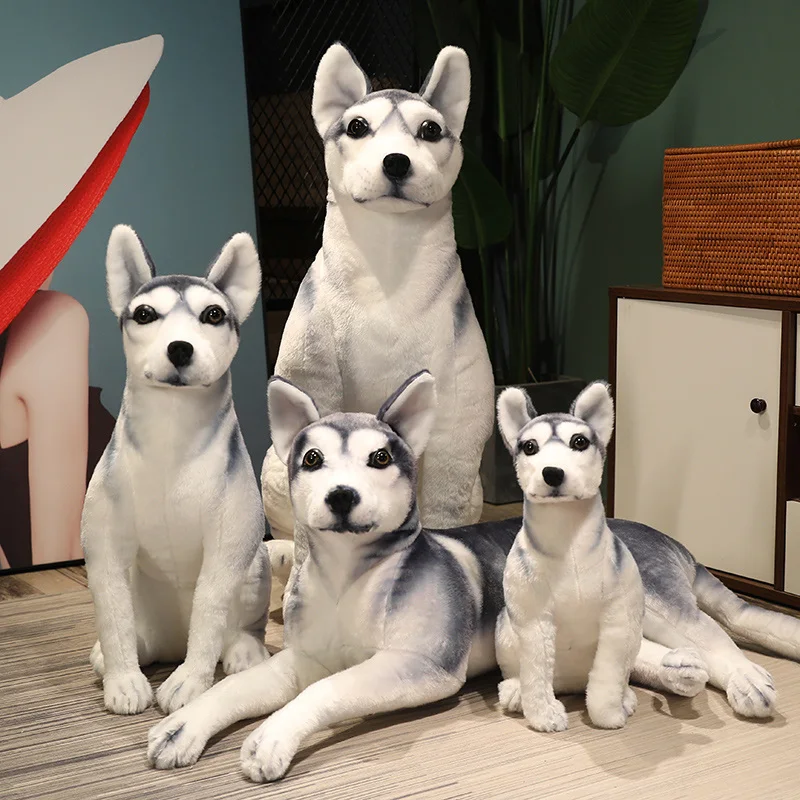 Simulação cão husky brinquedo de pelúcia vida real animais de pelúcia filhote de cachorro animal de estimação plushies boneca dos desenhos animados macio crianças brinquedos para meninas decoração casa