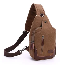 Brand New Men Vintage Canvas Leather Satchel Shoulder Sling Chest Pack Bag Sport Shoulder bag Men bolso hombre сумка через плечо