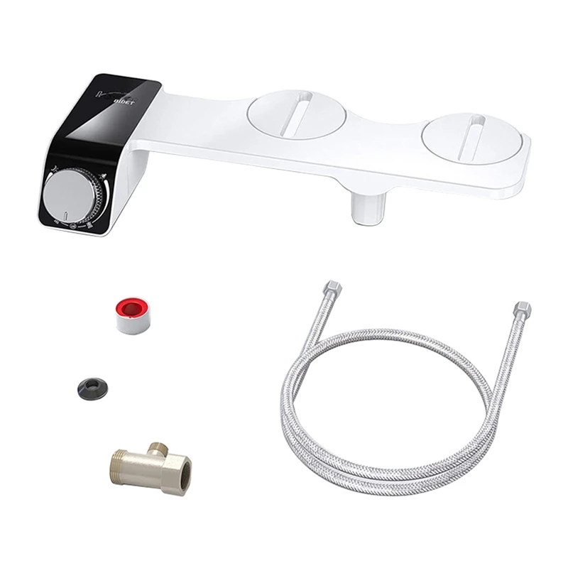 Accesorio de bidé ultradelgado para inodoro, doble boquilla en espiral, presión de agua ajustable, pulverizador no eléctrico con manguera