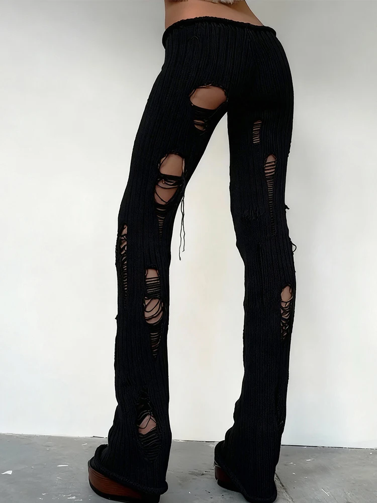 Nibber Heiße Mädchen Lange Hosen Frau Unregelmäßige Hohl Design Häkeln Elastische Hohe Taille Dünne Stretch Straße Hip-Hop-Stil böden