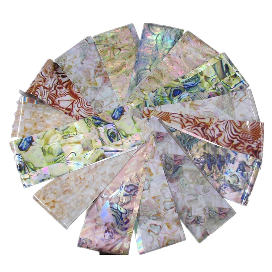 16 Sheets Marble and Shell Design Nail Transfer Stickers, 4x20cm Starry Sky Foil Paper DIY Nail Art Decals Decoration