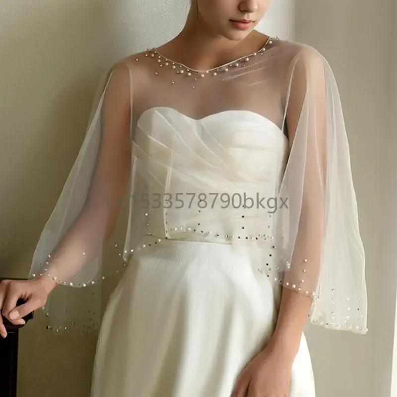 

Elegant Rhinestones Mesh Shawl Seethrough Shoulder Wrap for Special Occasion J78E