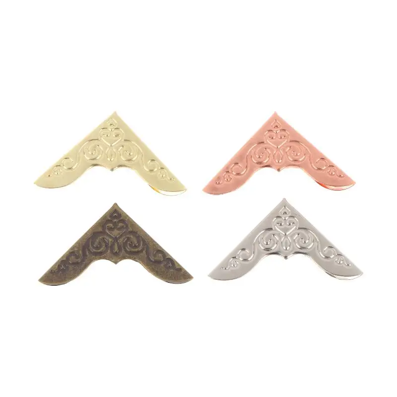 100Pcs Small Size Carved Metal Corner Protectors Vintage Style Guards for Mini Book Case Jewelry Box Small Wood Crafts