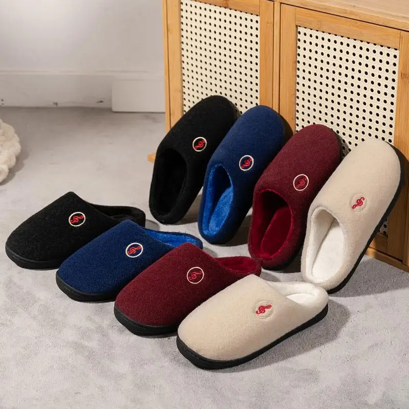 Casual Slippers Women House Flats Elegant Music Note Designer Shoes Ladies Fashion Winter Platform Footwear Warm Home Large Size