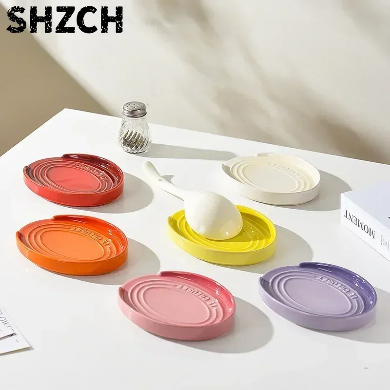 Porcelain Spoon Rest,Ceramic Large Utensils Holder for Stove Top,Kitchen Counter Cooking Tools Organizer, Spatula Ladle Tongs