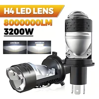 Lente de proyector H4 Bi LED, bombillas LED para faros de coche, 8000000LM, 3200W, bombilla Turbo H4 STG PTF, luces duales de haz alto y bajo, Plug & Play 12V