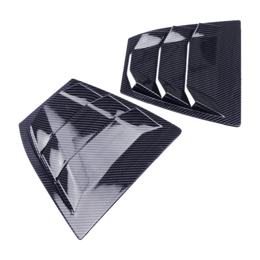 2Pcs Black Rear Side Window Louver Vent Cover Carbon Fiber Texture ABS Plastic Fit For Mazda 3 Axela 2014 2015 2016 2017 2018