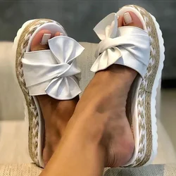 Slippers Women Heels Sandals Wedges Shoes Woman Platform Sandals Bow Slippers Sandalias Mujer Elegant Beach Summer Shoes