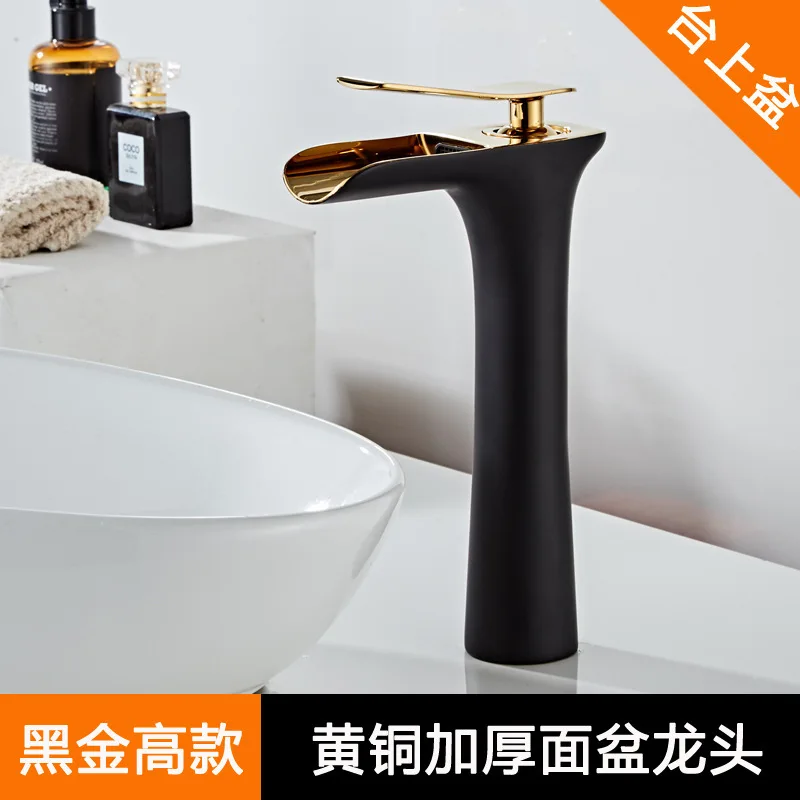 Rubinetto per lavabo da appoggio in oro nero lavabo da bagno rubinetto caldo e freddo bagno