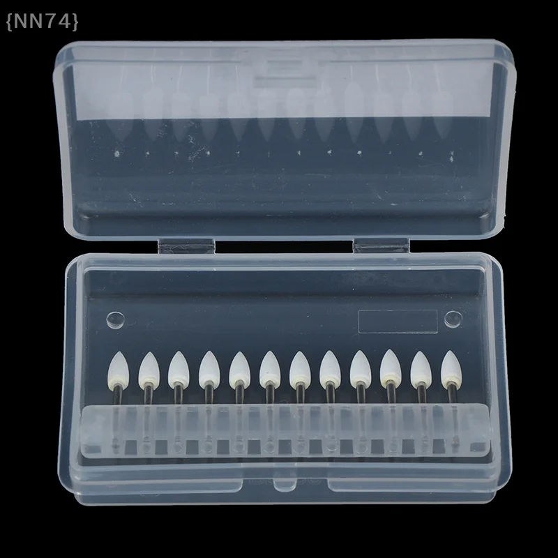 12 Pcs Dental Polishing Stone Set, White Arkansas Stone & Flame Cone Burs For Composite Restorations