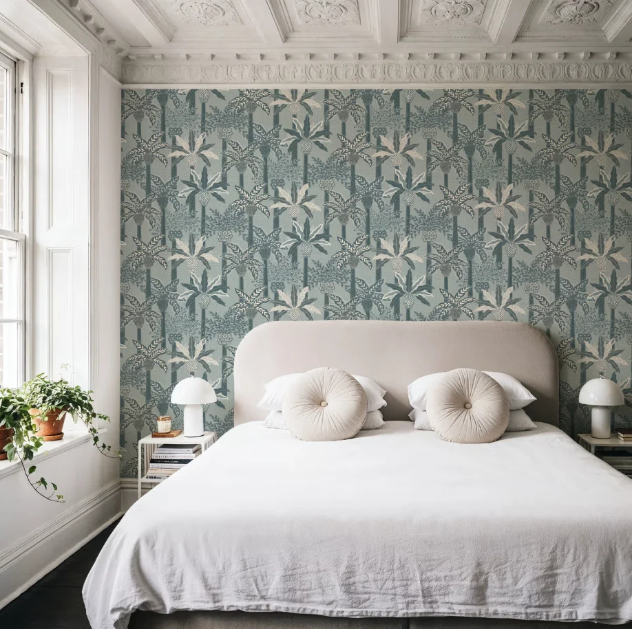 Customized Wallpaper Tropical Rainforest Plants Palm Trees Pineapple, Black, White, and Beige Palm Leaves 3d wallpaper mural
