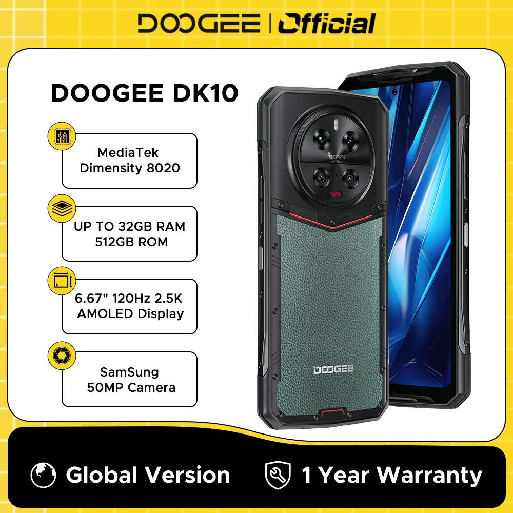 World Premiere DOOGEE DK 10 5G Dimensity 8020 Morpho Quad Camera 50MP Rugged Phone  6.67'' 120Hz 2.5K AMOLED 120W 32 GB+512 GB
