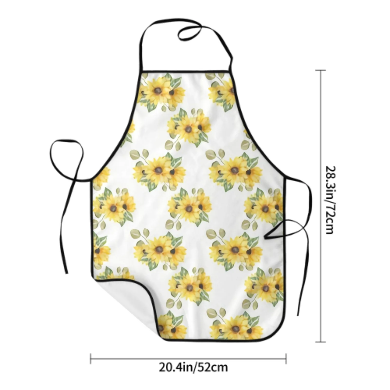 Watercolor Sunflower Polyester locking hem Apron Home Cooking Baking Kitchen Buds And Leaves Apron Summer Flower Summer Flowers