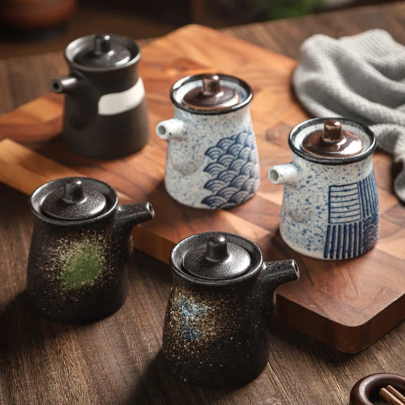 Creative Irregular Gilded Ceramic Oil Bottle Condiment Bottle Japanese Sauce Soy Vinegar Olive Oil Jar Kitchen Utensils